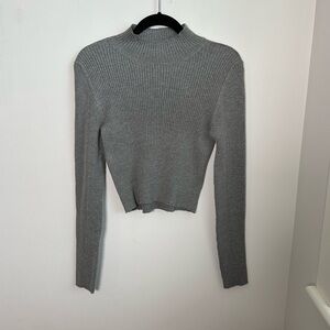 American Eagle Long-Sleeve Ribbed Mock Neck Top